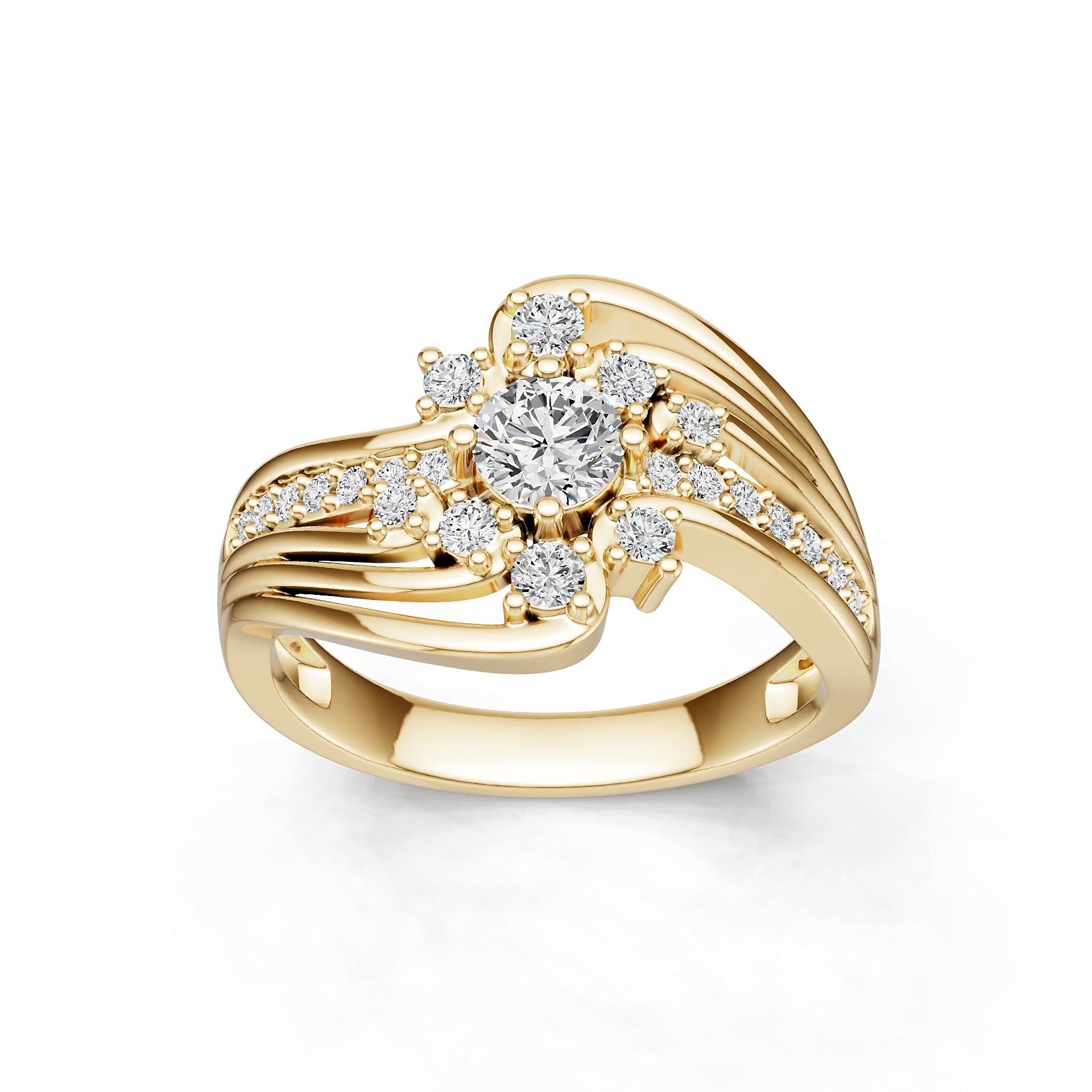 14K Gold Semi Mount Ring Setting Round Ro 5x5mm Diamond Accent Syz Jewelry
