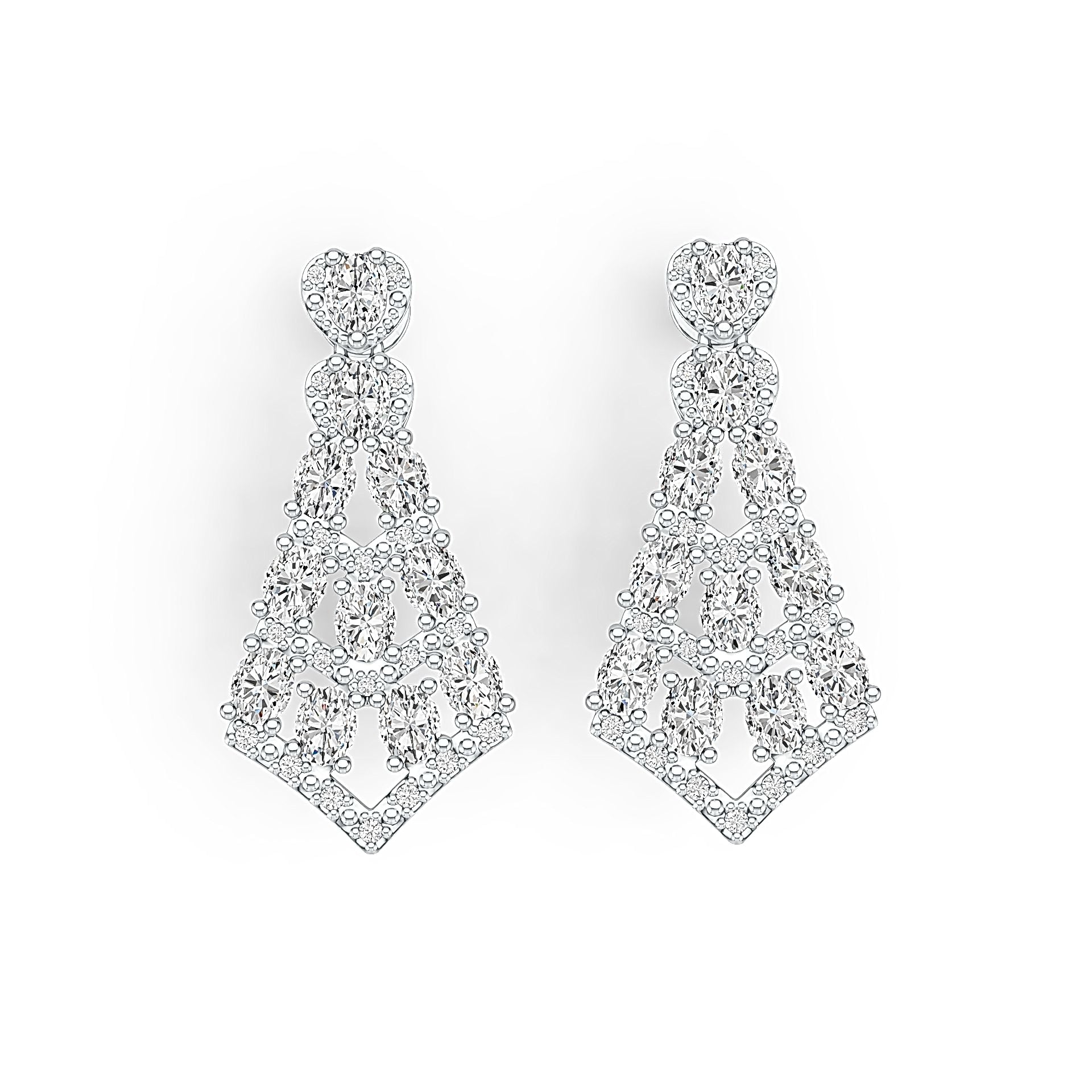 Sterling Silver Earrings Chandelier Style with White Topaz or Moissanite Syzjewelry