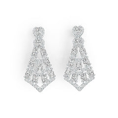 Sterling Silver Earrings Chandelier Style with White Topaz or Moissanite Syzjewelry