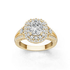 10K Gold Semi Mount Ring Setting Round Ro 8x6mm Moissanite Accent Syz Jewelry