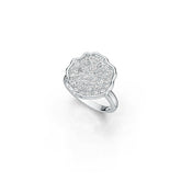 Platinum Cluster Cocktail Ring with White Topaz or Moissanite Diamond Accent DHJ