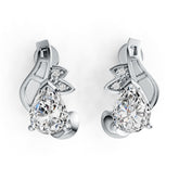 Platinum Semi Mount Earrings Setting Pear PE 8x6mm Diamond Accent DHJ