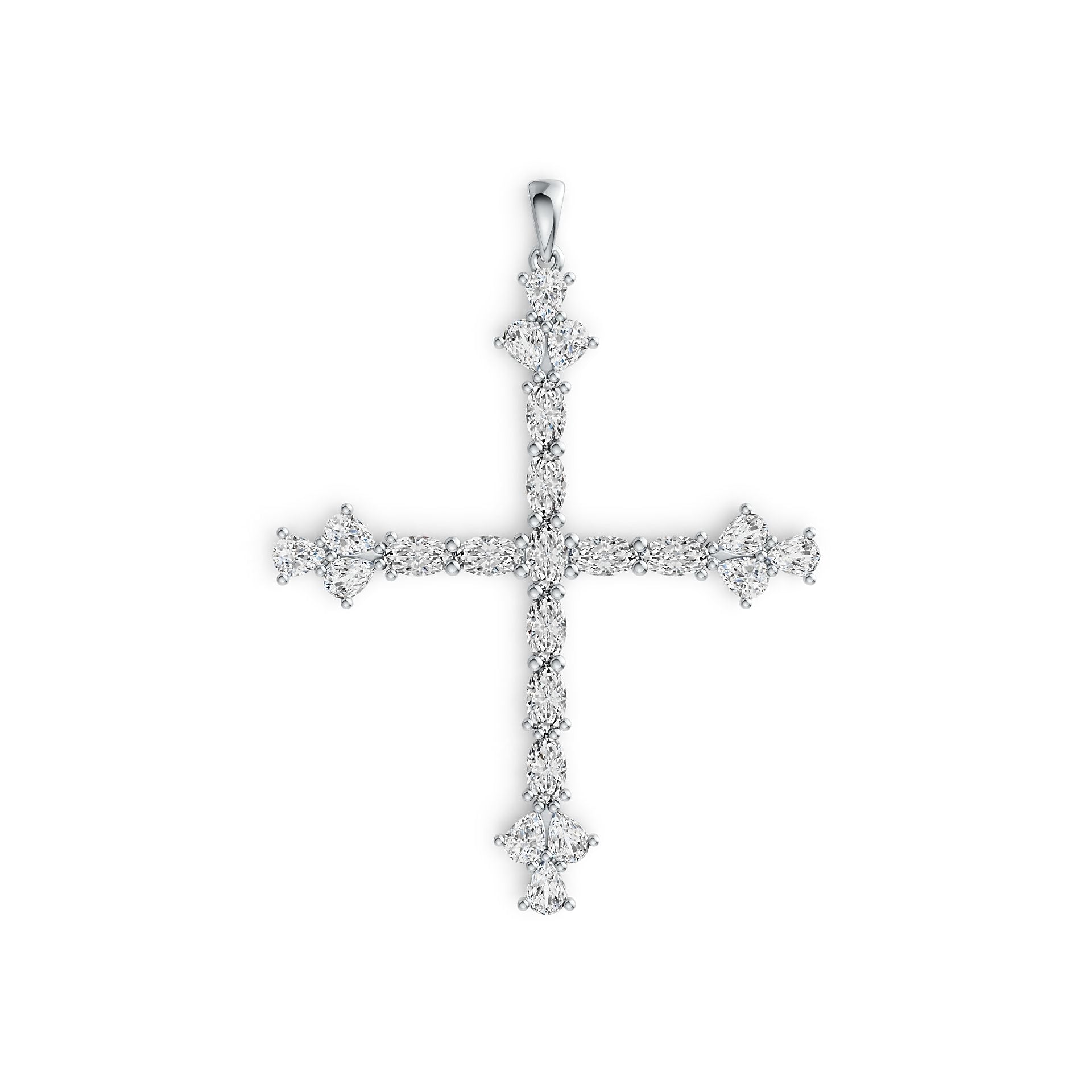 18K Gold Semi Mount Pendant Setting Oval OV 5x3mm PE 4x3mm Cross Theme DHJ