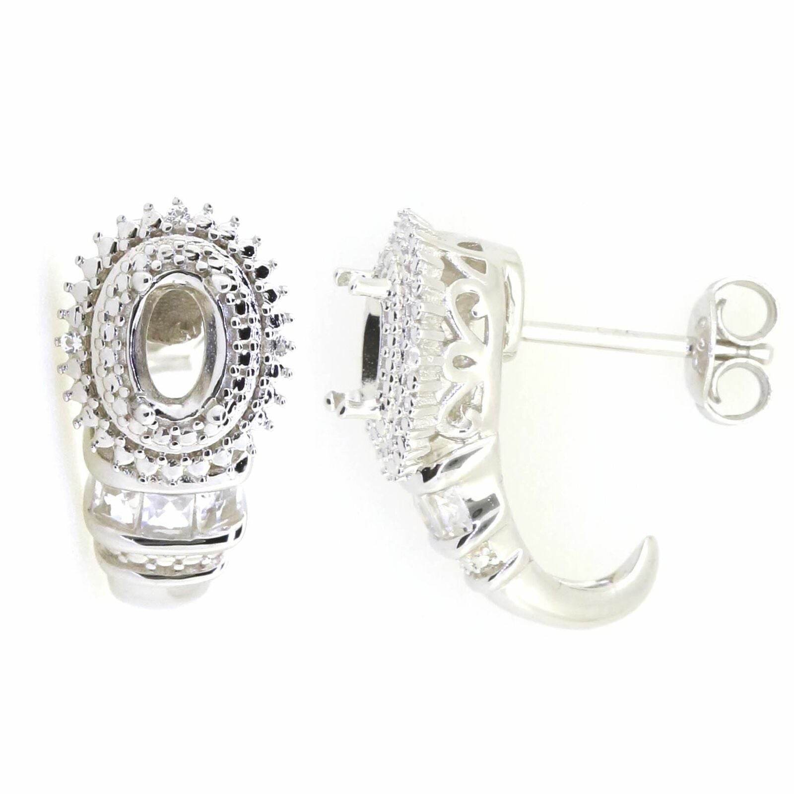 18K Gold Luxury Style Double Halo Semi Mount Earrings Setting Oval OV 6X4mm Diamond Accent Syzjewelry
