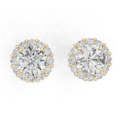 18K Gold Semi Mount Earrings Setting Round Ro 6x6mm Diamond Accent Syz Jewelry