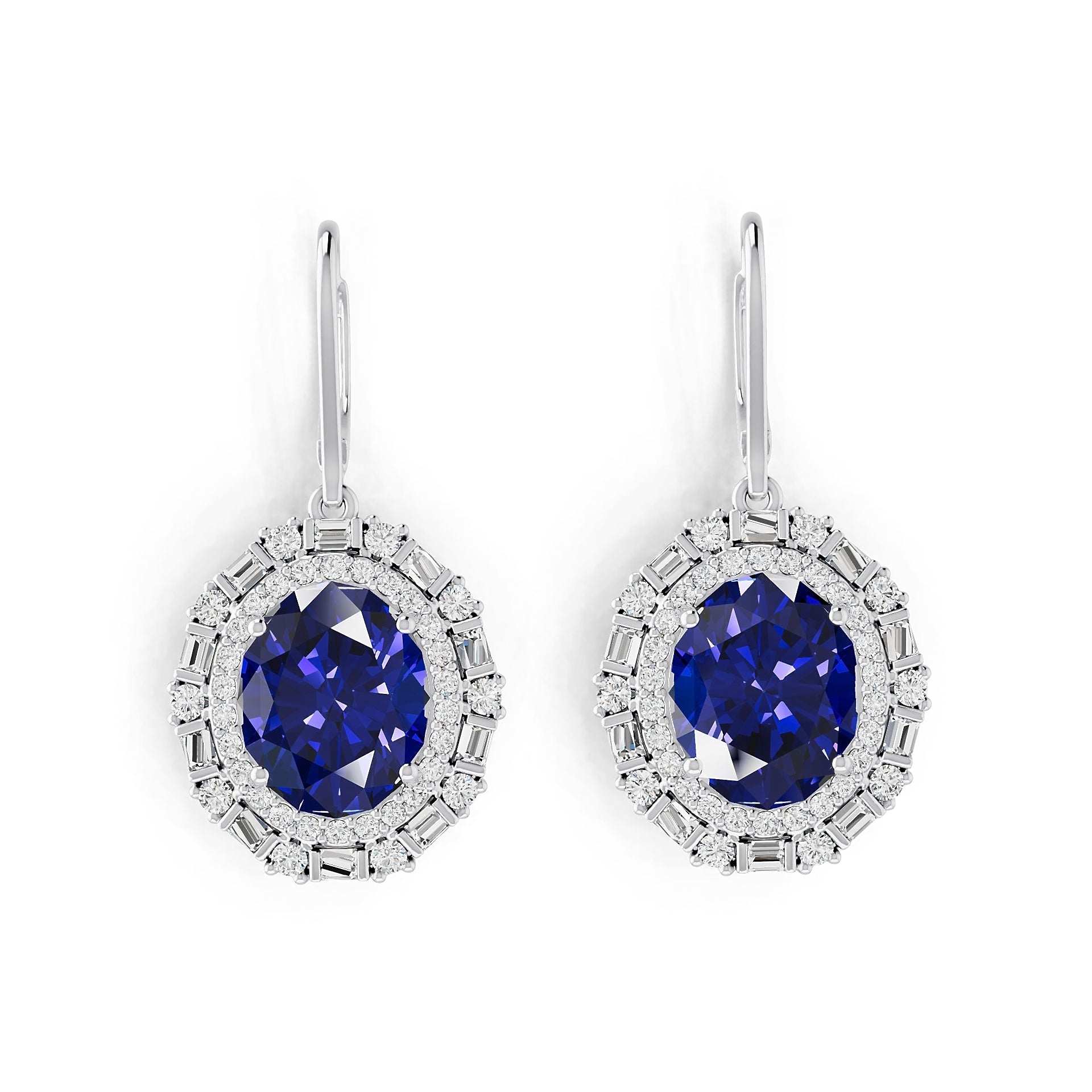 Sterling Silver Semi Mount Earrings Setting Oval OV 11x9mm with White Topaz Syzjewelry