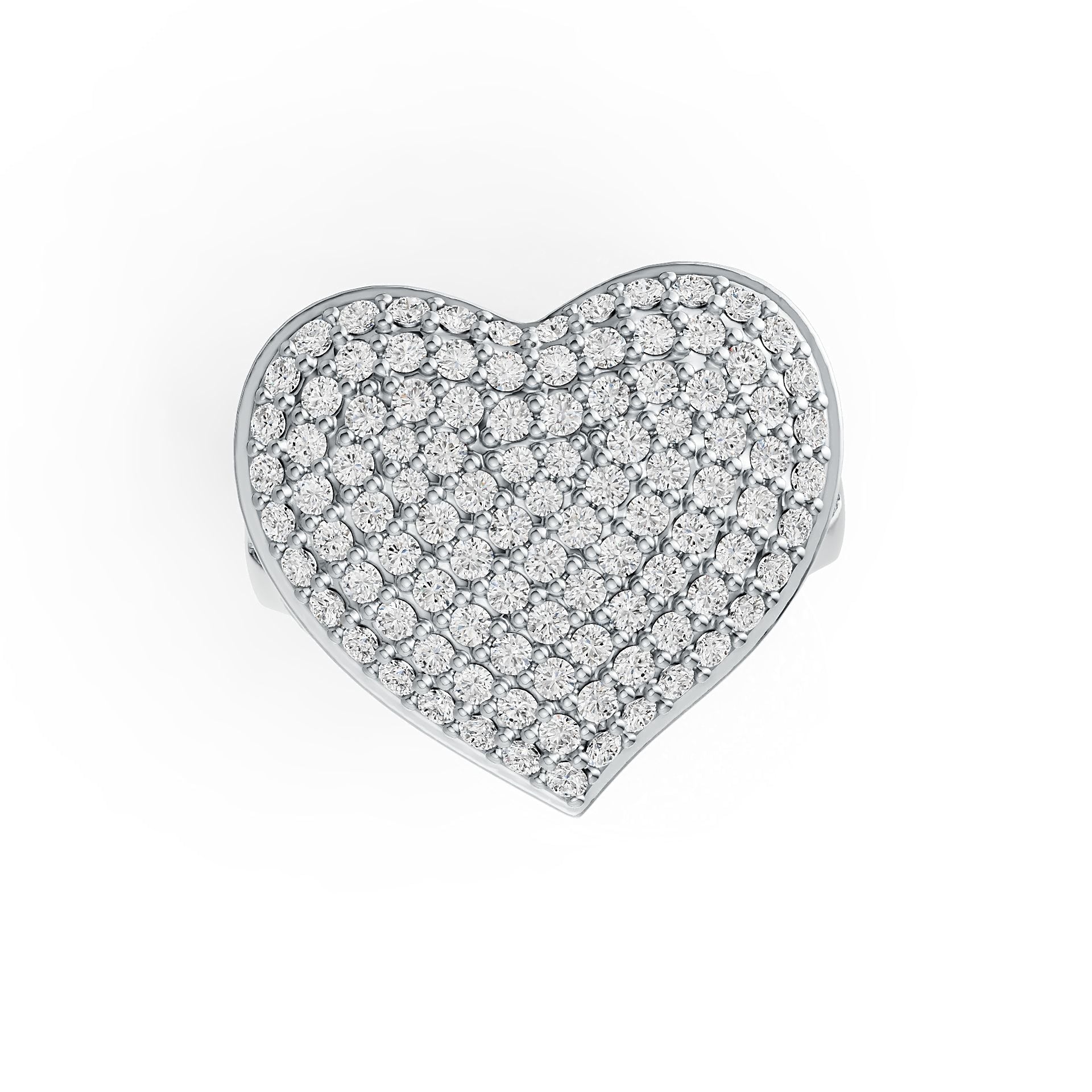 Sterling Silver Ring Pave Heart Theme with White Topaz or Moissanite Syzjewelry
