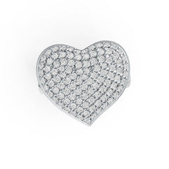 Sterling Silver Ring Pave Heart Theme with White Topaz or Moissanite Syzjewelry