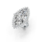 18K Gold Semi Mount Ring Setting Marquise MQ 31X14mm Diamond Accent DHJ