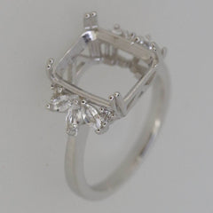Platinum Semi Mount Ring Setting Emerald OCT 12X10mm Solid Diamond Accent Syzjewelry