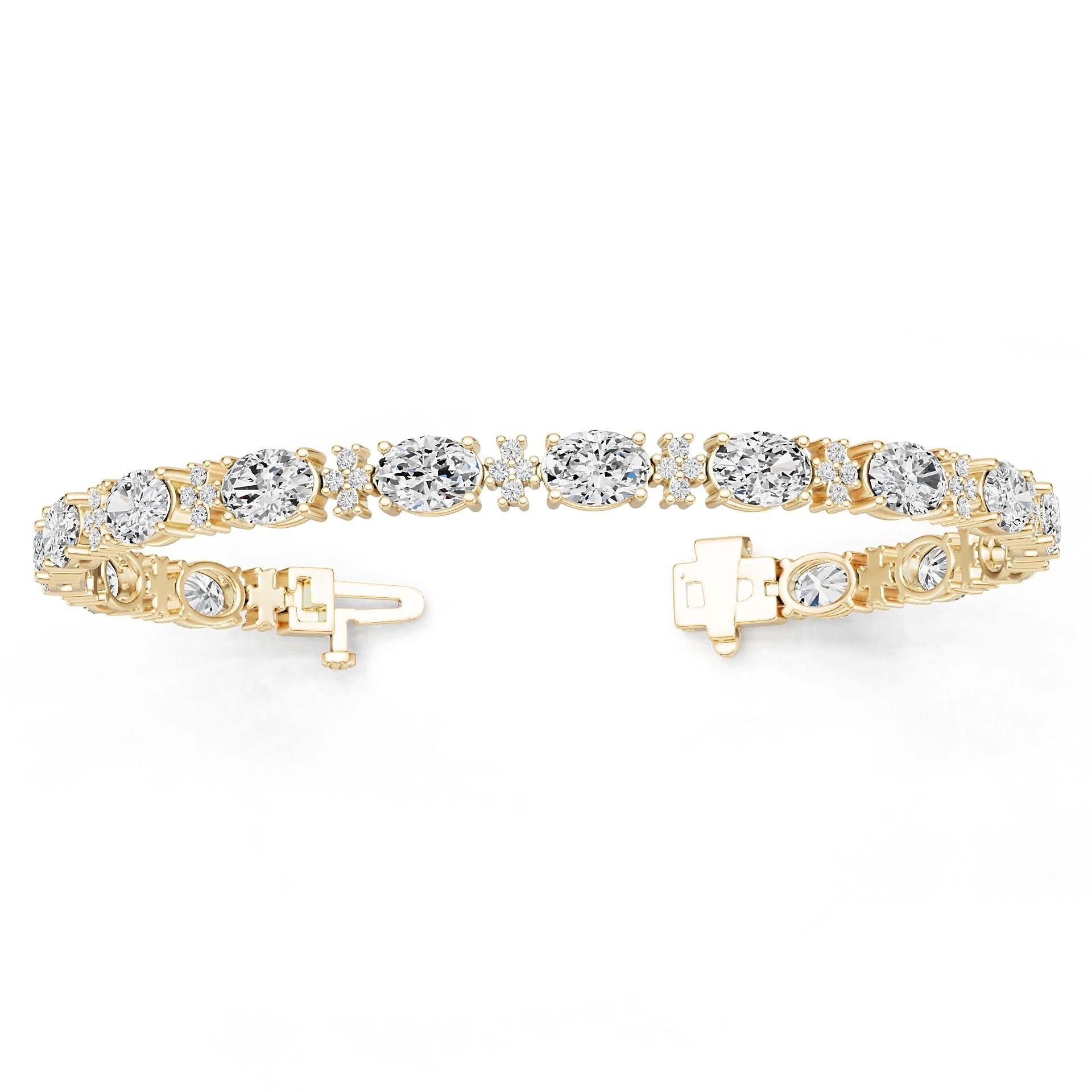14K Gold Semi Mount Bracelet Setting Round Ro 7x5mm Syz Jewelry