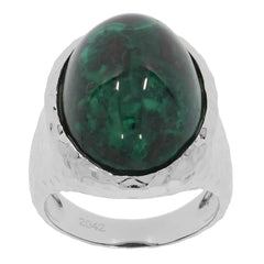 18K Gold Semi Mount Ring Setting Oval OV 20X15mm Cabochon Hammered Finish DHJ