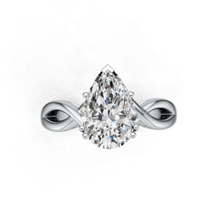 Sterling Silver Semi Mount Ring Setting Pear PE 12X8mm DHJ