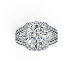 Sterling Silver Semi Mount Ring Setting Oval OV 12X10mm PE 6X4mm DHJ