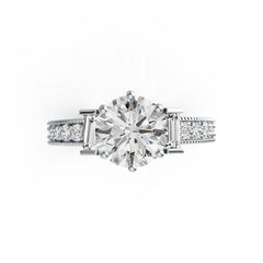 Sterling Silver Semi Mount Ring Setting Round RD 8X8mm DHJ