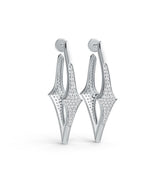 18K Gold Dangle Earrings Geometric with or Moissanite Diamond Accent DHJ