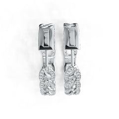 Sterling Silver Hoop Earrings Chain Link Theme with White Topaz or Moissanite DHJ