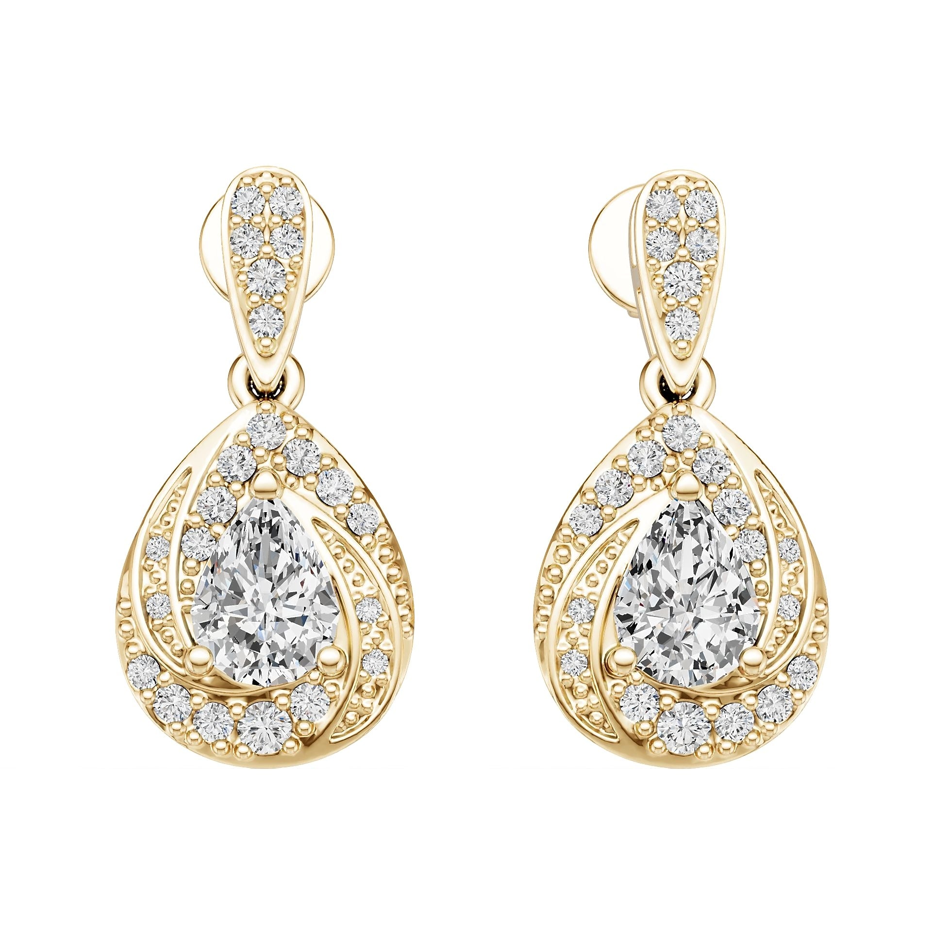 14K Gold Semi Mount Earrings Setting Pear Pe 5x5mm Diamond Accent Syz Jewelry