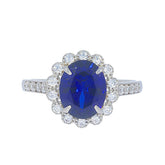 Platinum Semi Mount Ring Setting Oval OV 10X8mm Halo Ring Diamond Accent DHJ