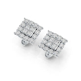 14K Gold Semi Mount Earrings Setting Princess SQ 3X3mm Diamond Accent DHJ