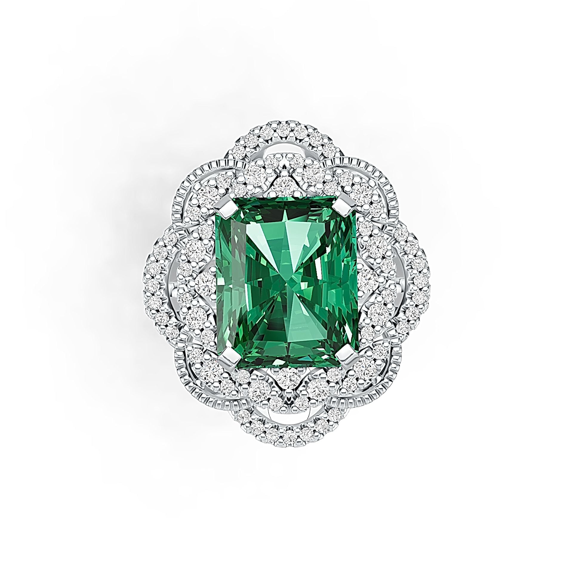 Sterling Silver Semi Mount Ring Setting Emerald OCT 12X10mm DHJ