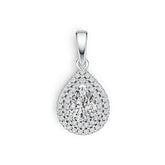14K Gold Semi Mount Pendant Setting PE 7x5mm Halo w/ Diamond Accent Syzjewelry