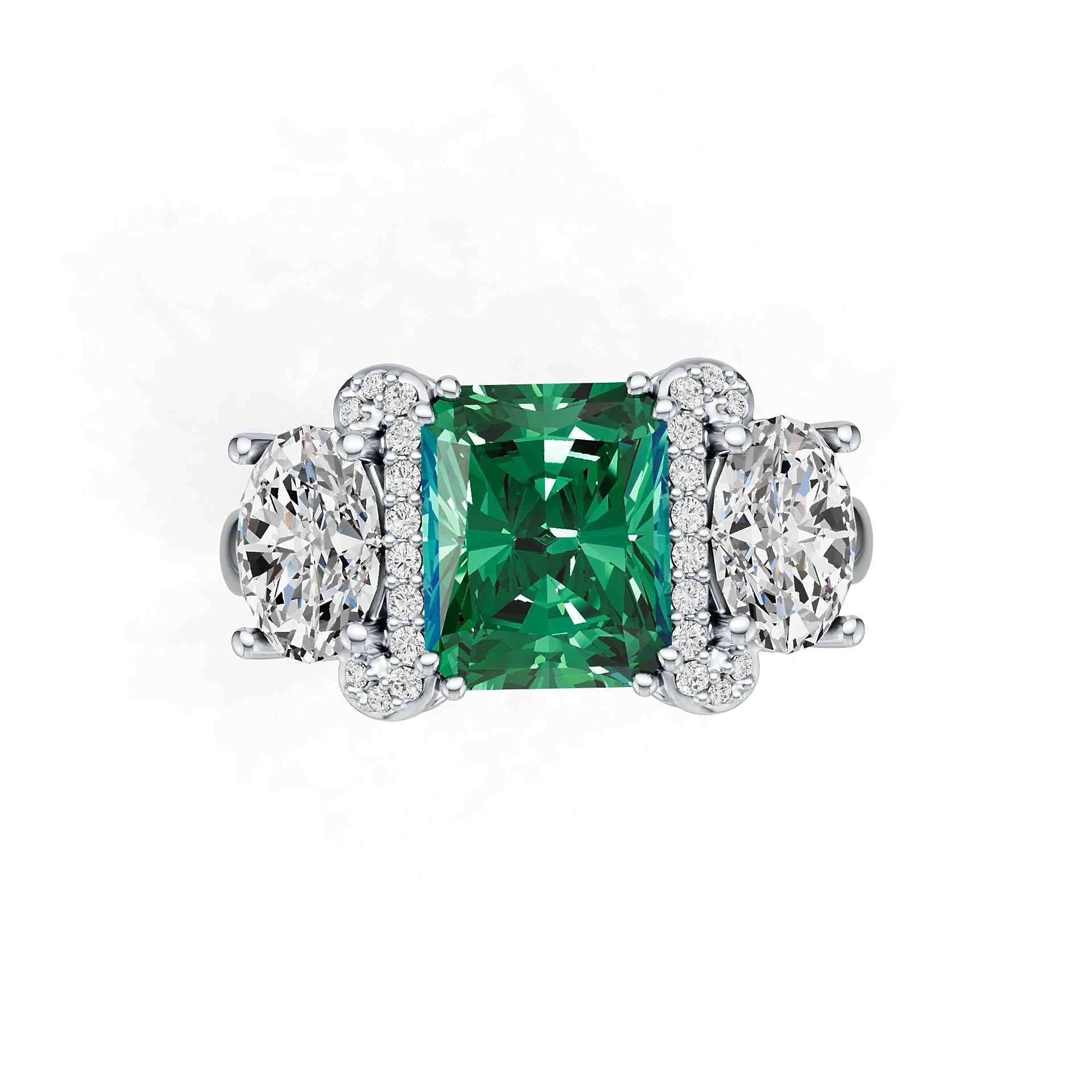 Sterling Silver Semi Mount Ring Setting Emerald OCT 10X8mm OV 8X6mm DHJ