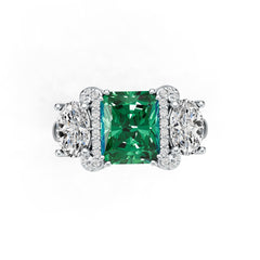 Sterling Silver Semi Mount Ring Setting Emerald OCT 10X8mm OV 8X6mm DHJ