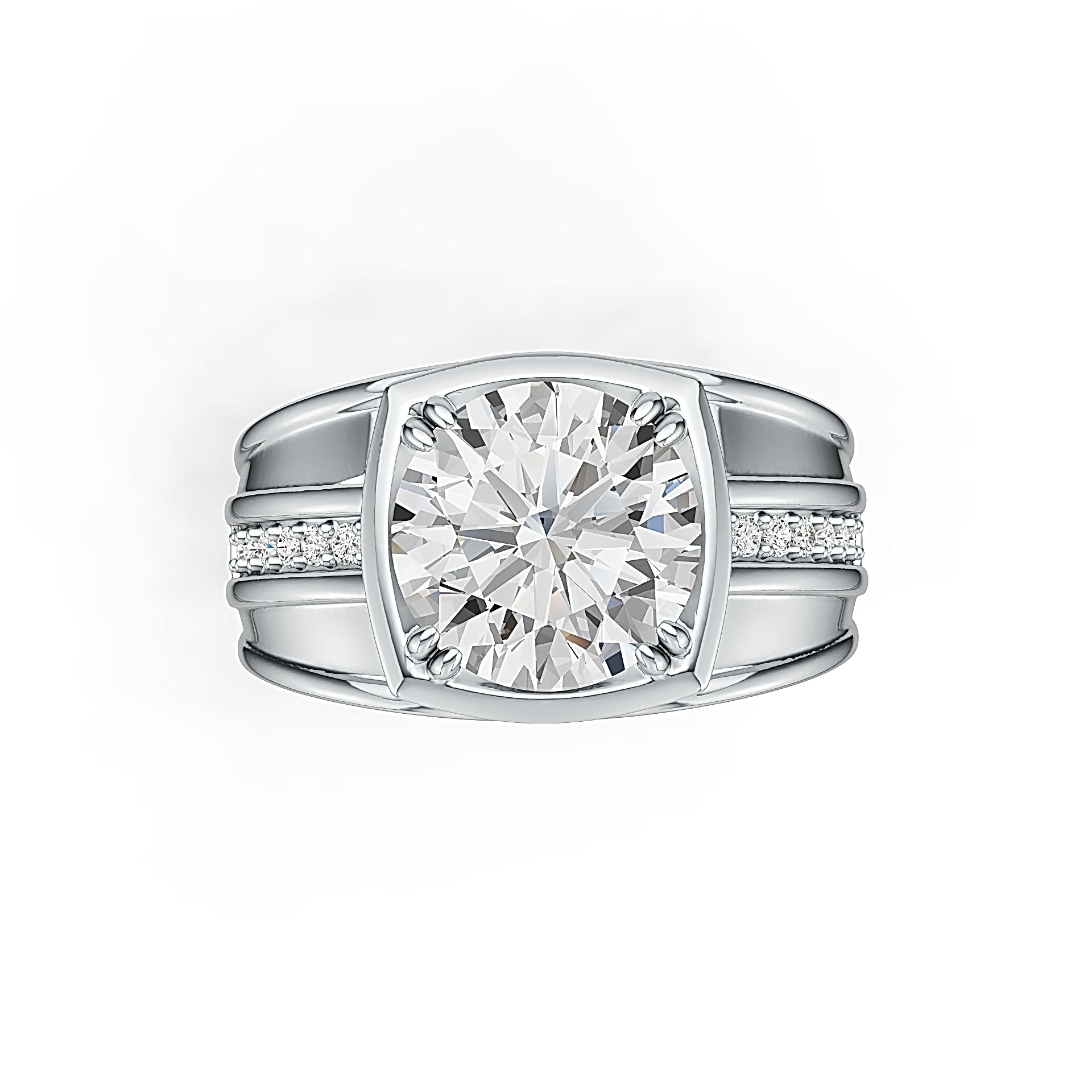 Sterling Silver Semi Mount Ring Setting Round RD 11x11mm Men's Ring Syzjewelry