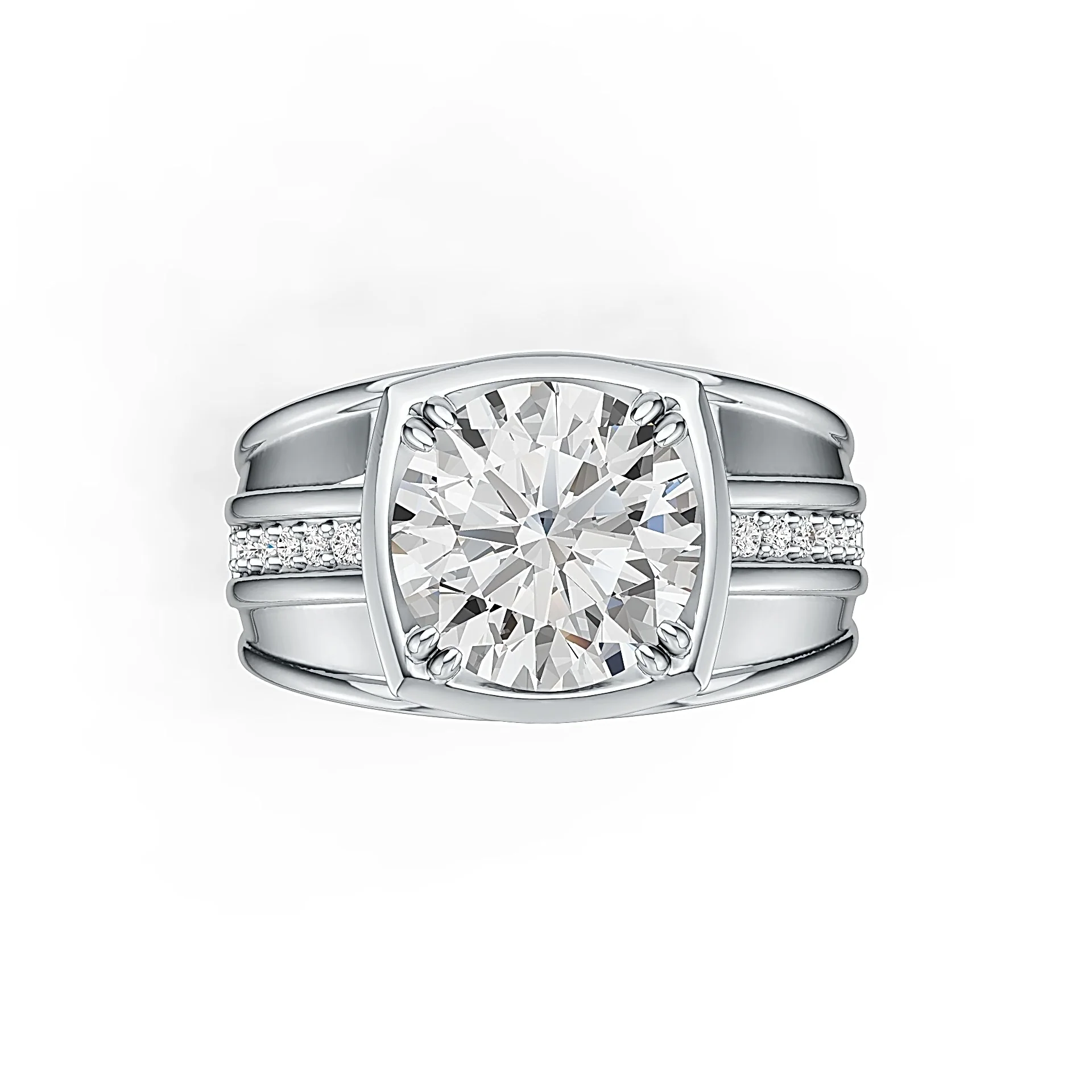 10K Gold Semi Mount Ring Setting Round RD 10.5x10.5mm with CVD Diamond Accent Syzjewelry