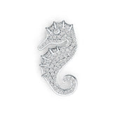 Sterling Silver Pendant Seahorse Theme with White Topaz or Moissanite DHJ