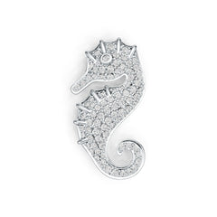 Sterling Silver Pendant Seahorse Theme with White Topaz or Moissanite DHJ
