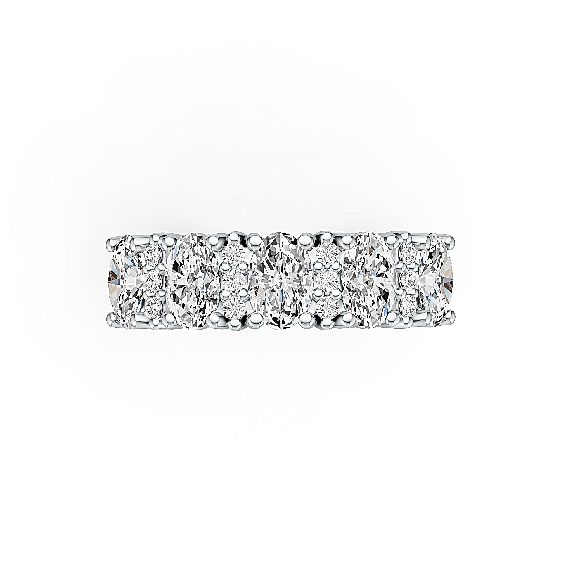 Sterling Silver Semi Mount Ring Setting Oval OV 6x4mm 5 Stone with White Topaz Syzjewelry