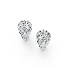 18K Gold Semi Mount Earrings Setting Round RD 6x6mm Stud Diamond Accent DHJ