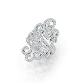 10K Gold Cocktail Filigree Ring with White Topaz or Moissanite Moissanite Accent DHJ