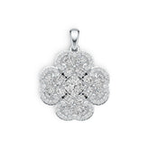 14K Gold Semi Mount Pendant Setting Cushion CU 6X6mm Clover Theme Diamond Accent DHJ