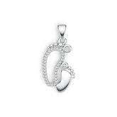 Sterling Silver Semi Mount Pendant Setting Round RD 2x2mm Mom and Baby Feet Pendant DHJ