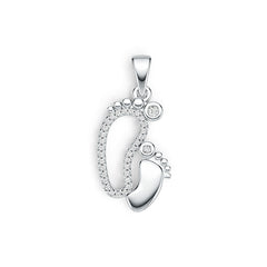 Sterling Silver Semi Mount Pendant Setting Round RD 2x2mm Mom and Baby Feet Pendant DHJ