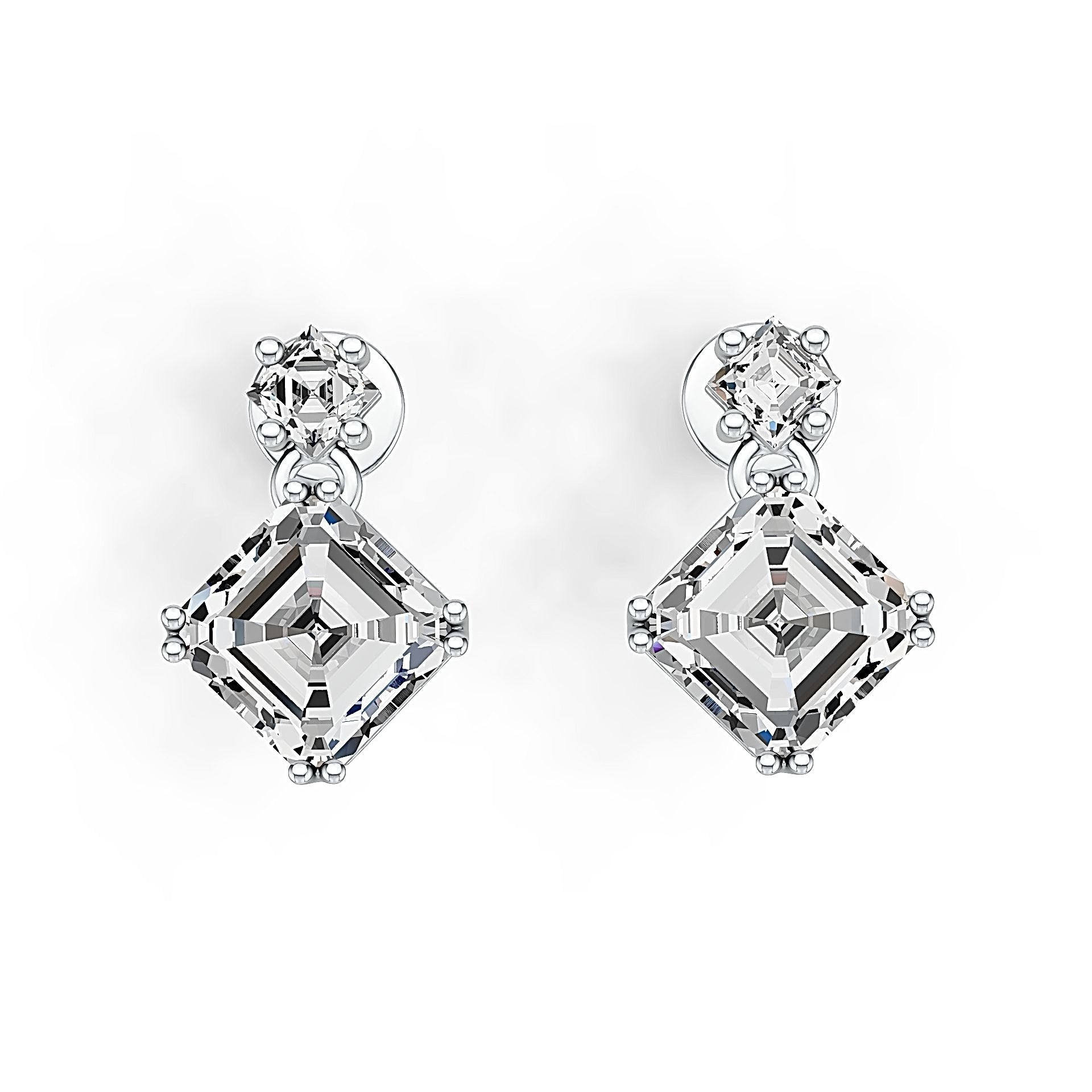 Sterling Silver Semi Mount Earrings Setting Emerald OCT 7X7mm DHJ