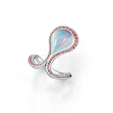 14K Gold Semi Mount Ring Setting Cabochon PE 14X10mm with White Topaz Diamond Accent DHJ