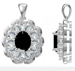 18K Gold Semi Mount Pendant Setting Oval OV 8X6mm Diamond Accent DHJ