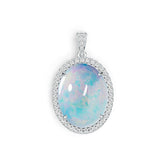 Sterling Silver Semi Mount Pendant Setting Oval OV 23X18mm Cabochon DHJ