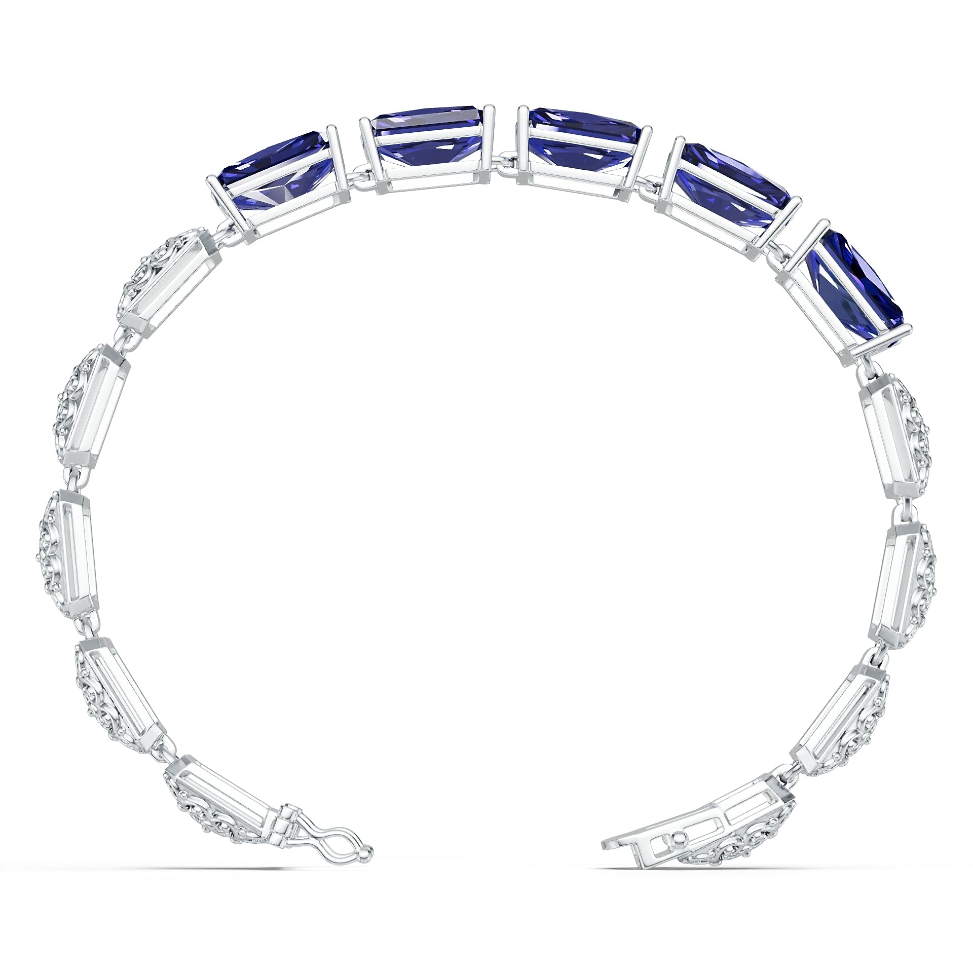 Platinum Semi Mount Bracelet Setting Emerald Em 13x10mm Syz Jewelry