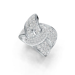 Platinum Ring Belt Buckle Theme with White Topaz or Moissanite Diamond Accent DHJ