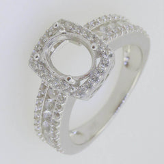 14K Gold Semi Mount Ring Setting Oval OV 9X7mm Halo Diamond Accent Syzjewelry