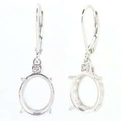 10K Gold Semi Mount Earrings Setting Oval OV 12X10mm Leverback Moissanite Accent Syzjewelry