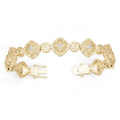 18K Gold Semi Mount Bracelet Setting Cushion Cu 5x2mm Diamond Accent Syz Jewelry