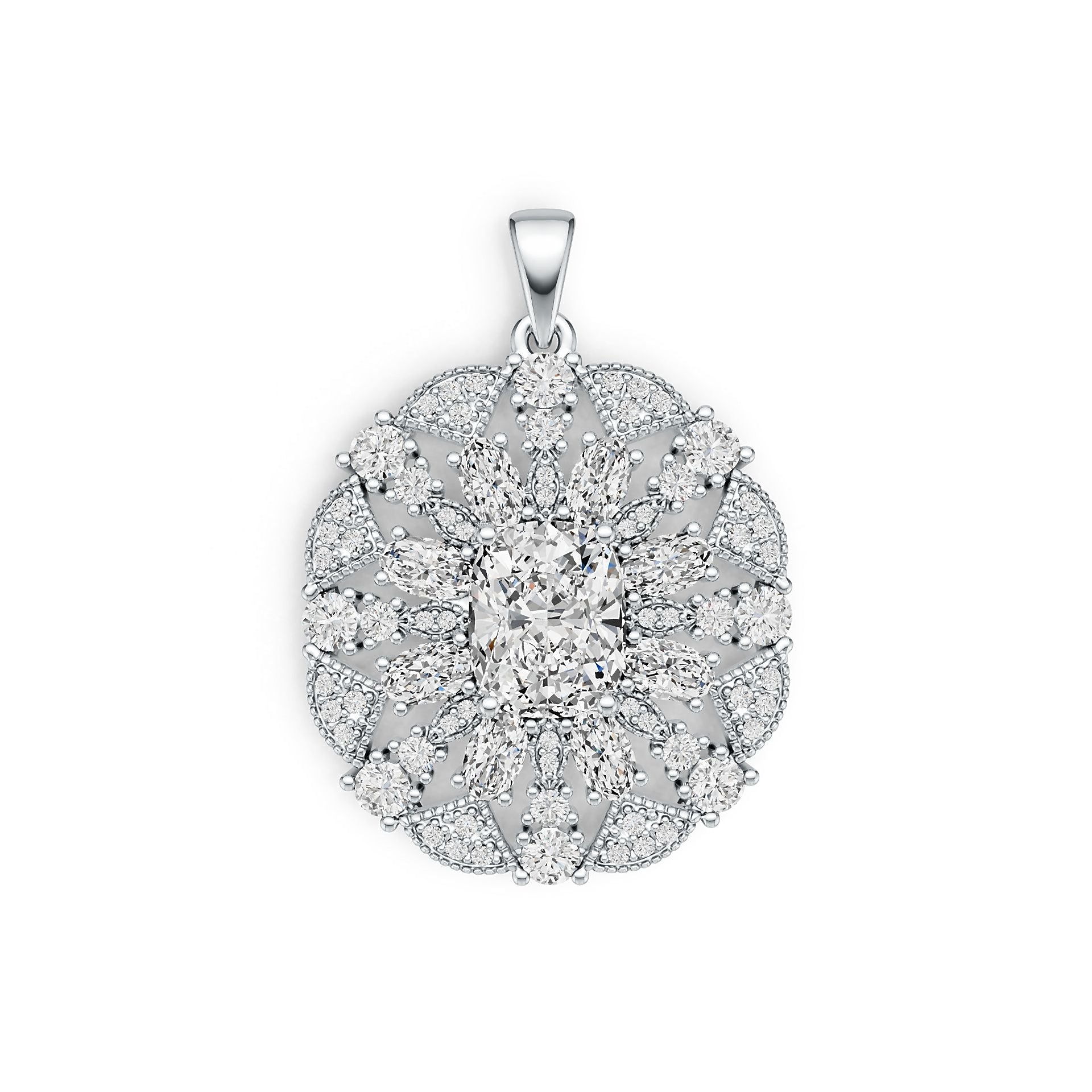 Sterling Silver Semi Mount Pendant Setting Cushion CU 10X8mm DHJ