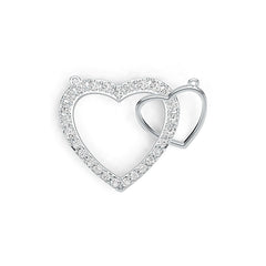 10K Gold Pendant Double Heart Theme with White Topaz or Moissanite Moissanite Accent DHJ