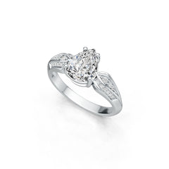 14K Gold Semi Mount Ring Setting Pear PE 10X8mm Diamond Accent DHJ